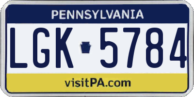 PA license plate LGK5784