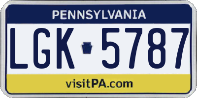 PA license plate LGK5787
