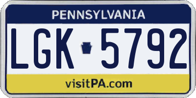 PA license plate LGK5792