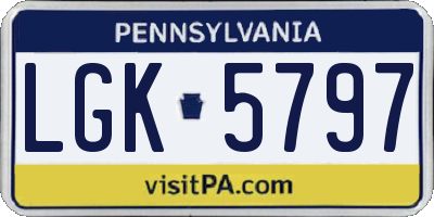 PA license plate LGK5797