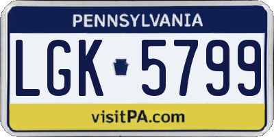 PA license plate LGK5799