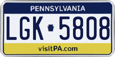 PA license plate LGK5808