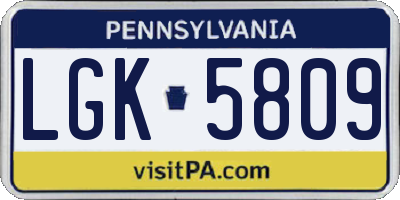 PA license plate LGK5809