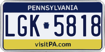 PA license plate LGK5818