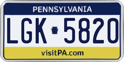 PA license plate LGK5820