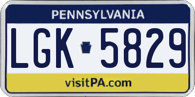 PA license plate LGK5829