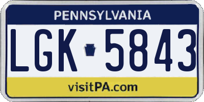 PA license plate LGK5843