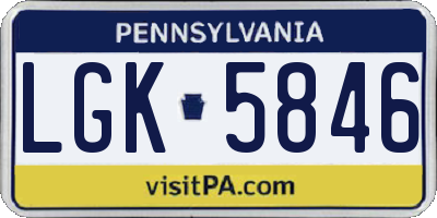 PA license plate LGK5846