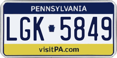 PA license plate LGK5849