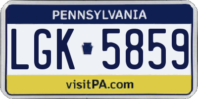 PA license plate LGK5859