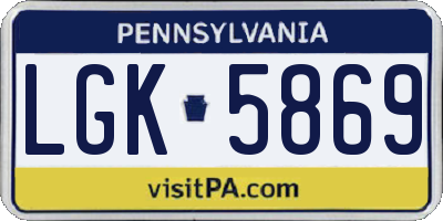 PA license plate LGK5869