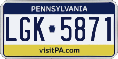 PA license plate LGK5871