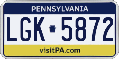 PA license plate LGK5872