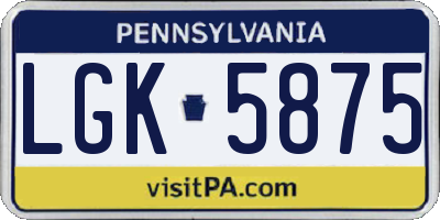 PA license plate LGK5875