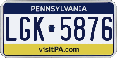 PA license plate LGK5876