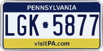 PA license plate LGK5877