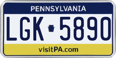 PA license plate LGK5890