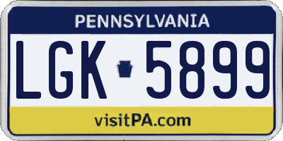 PA license plate LGK5899