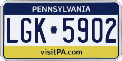 PA license plate LGK5902