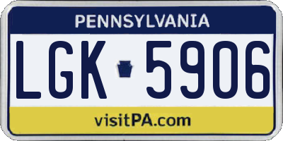 PA license plate LGK5906