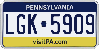 PA license plate LGK5909