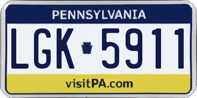 PA license plate LGK5911