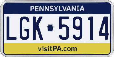 PA license plate LGK5914