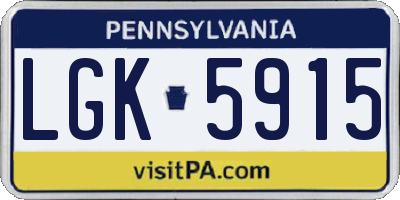 PA license plate LGK5915
