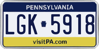 PA license plate LGK5918