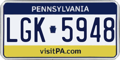 PA license plate LGK5948