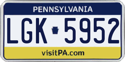 PA license plate LGK5952