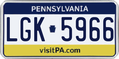 PA license plate LGK5966