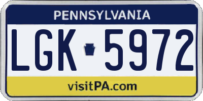 PA license plate LGK5972