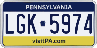 PA license plate LGK5974