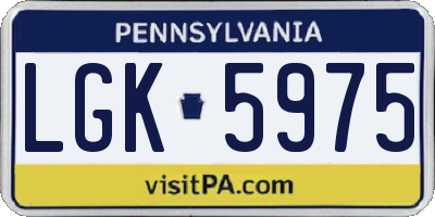 PA license plate LGK5975