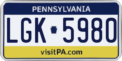 PA license plate LGK5980