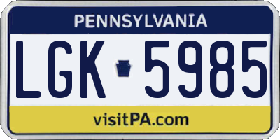 PA license plate LGK5985