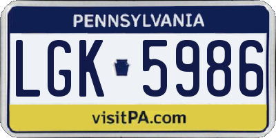 PA license plate LGK5986