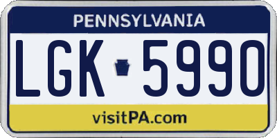 PA license plate LGK5990