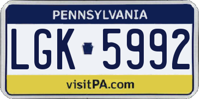 PA license plate LGK5992