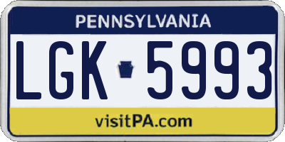PA license plate LGK5993