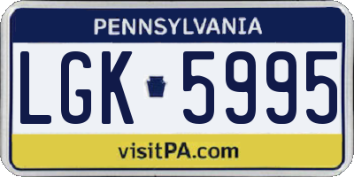 PA license plate LGK5995