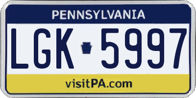 PA license plate LGK5997