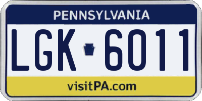PA license plate LGK6011