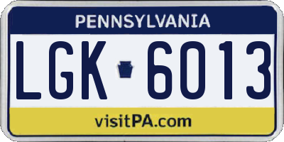 PA license plate LGK6013