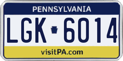 PA license plate LGK6014