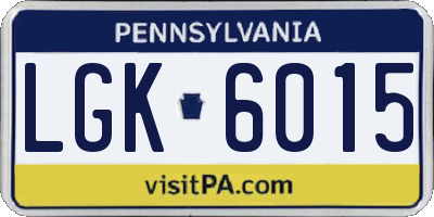 PA license plate LGK6015