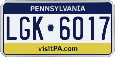 PA license plate LGK6017