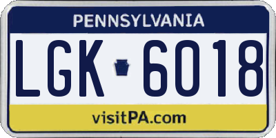 PA license plate LGK6018