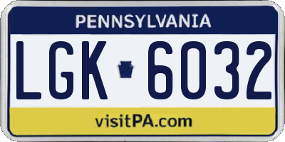 PA license plate LGK6032